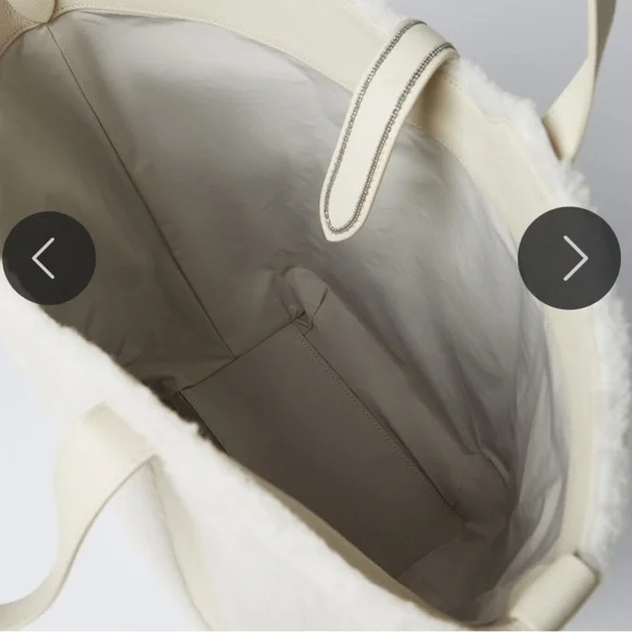 NWT 2PC Set Shopper Bad Monili Italy Wool Cashmere Fleecy Fur effect beige - Picture 5 of 12